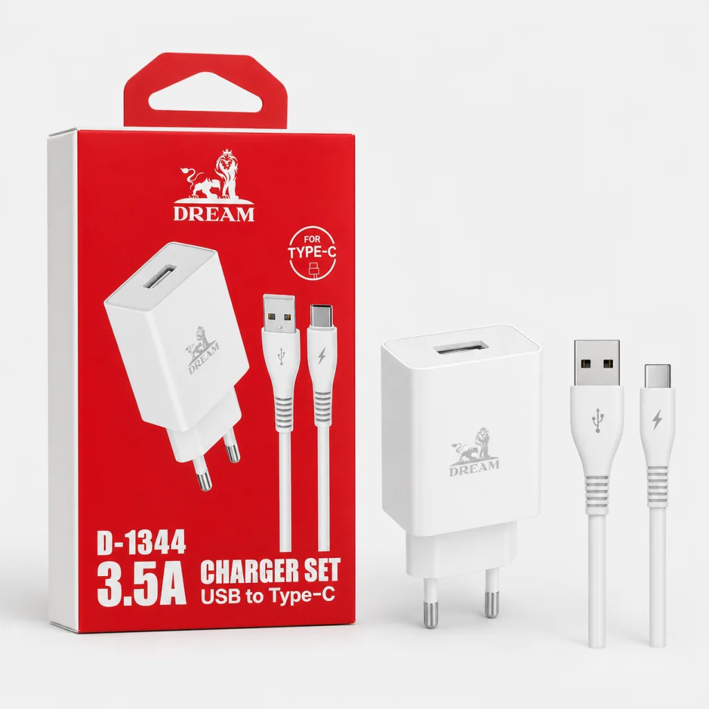 شاحن تايب سي دريم D-1344 TC 3.5A مع كابل ( ضمان 6 شهور )