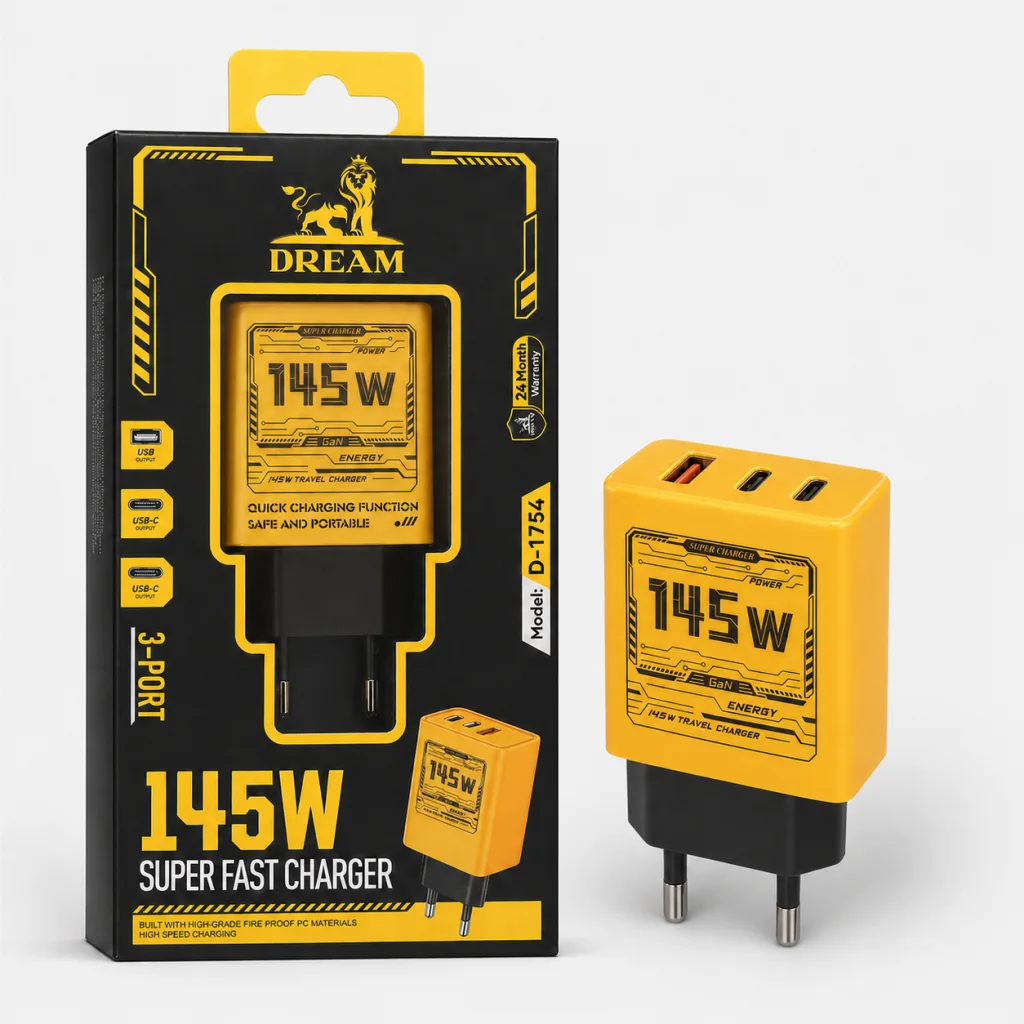 راس شاحن Dream Ninja 145W D-1754 ( ضمان 6 شهور )