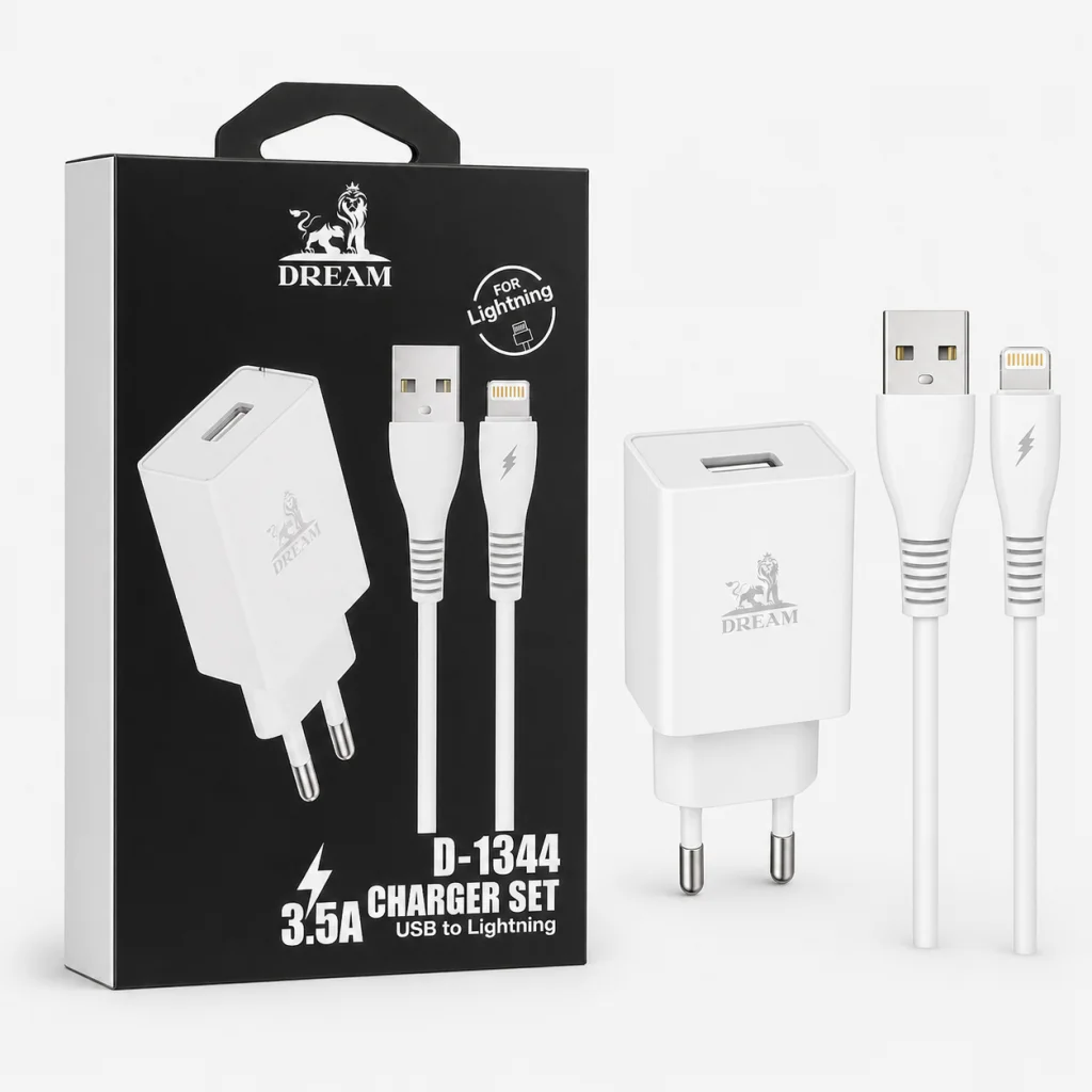 شاحن ايفون دريم D-1344 لايتنينج 3.5A مع كابل ( ضمان 6 شهور )