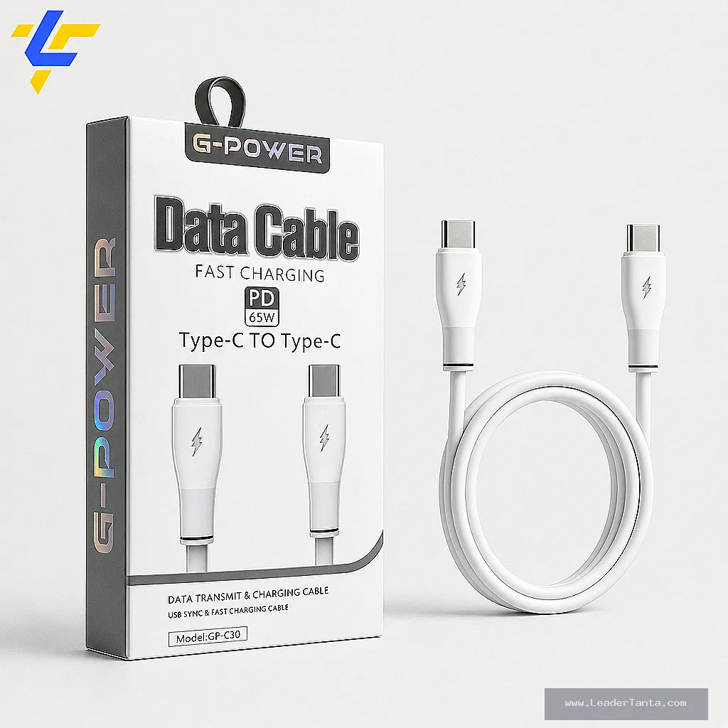 كابل G-POWER GP-C30 تايب سي إلى تايب سي 65W طول 1.2 متر