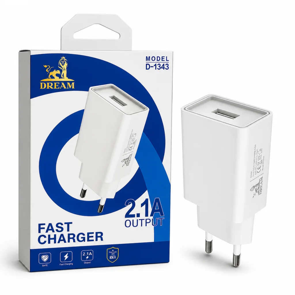 راس شاحن دريم D-1343 2.1A USB ( ضمان 6 شهور )