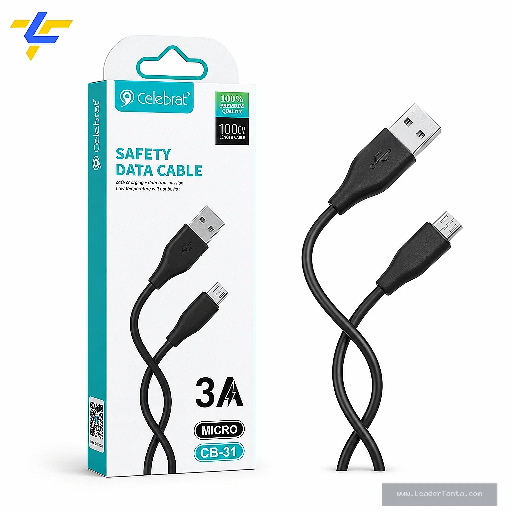 كابل Celebrat CB-31 مايكرو USB 3A طول 1 متر ( ضمان 6 شهور )