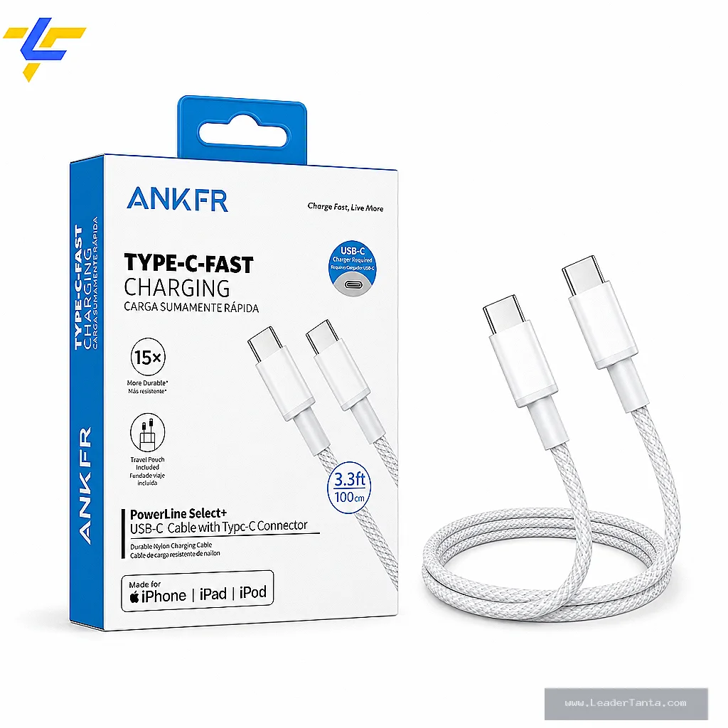 كابل ANKFR X15 تايب سي إلى تايب سي للشحن ونقل البيانات