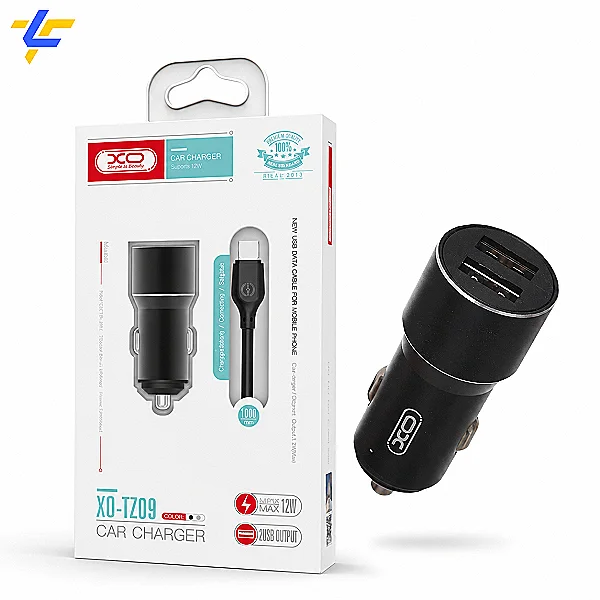 شاحن سيارة XO TZ09 ايفون Lightning 12W بمنفذين USB