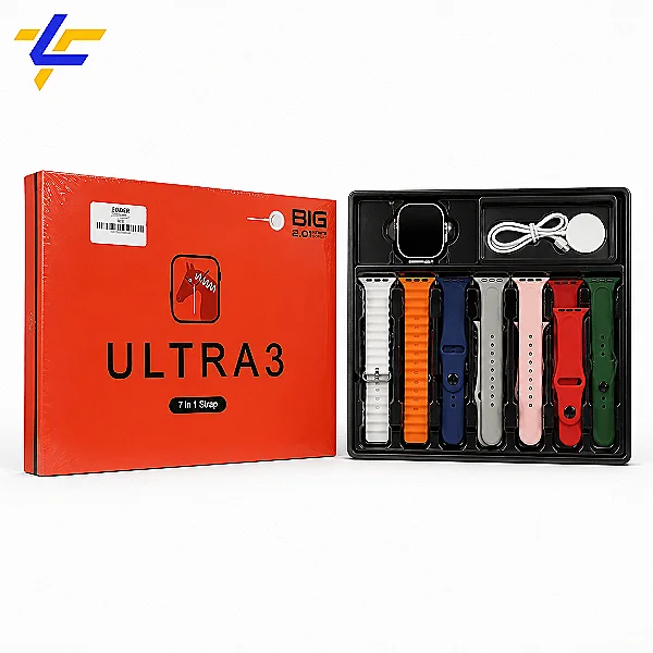 ساعة سمارت BIG Ultra 3 شاشة 2.01 بوصة 7 في 1 أستيكات متعددة