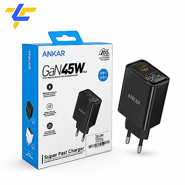 شاحن ANKAR CH-013 GaN 45W سريع بمنفذين USB-C وUSB-A