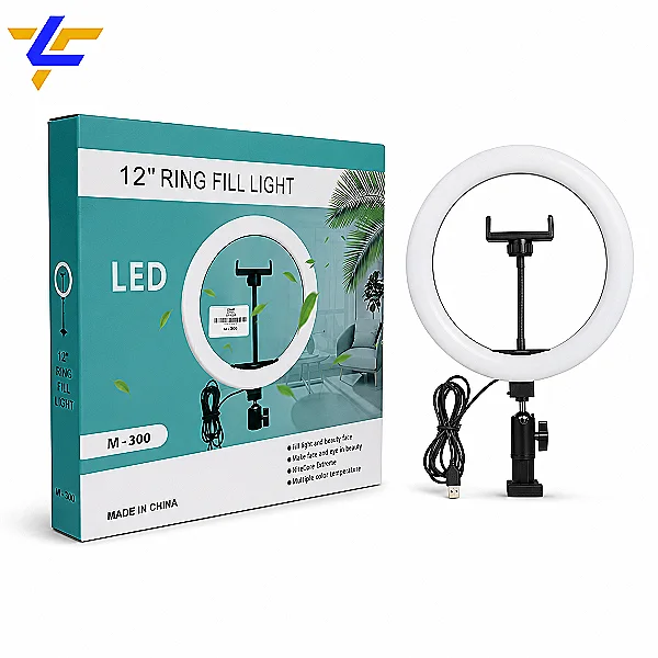 رينج لايت M-300 مقاس 30 سم LED مع حامل موبايل