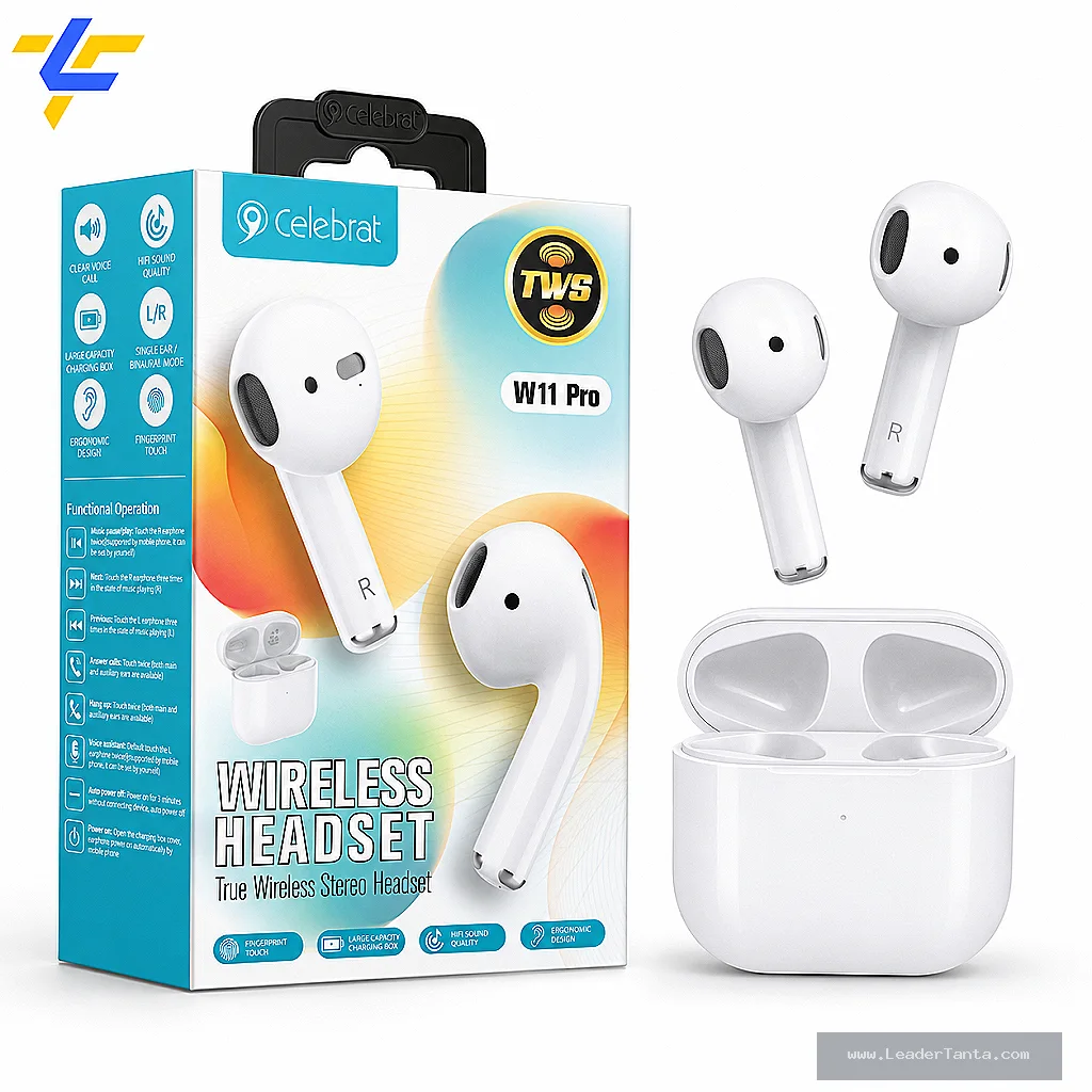 سماعة Celebrat W11 Pro ايربودز بلوتوث لاسلكية ( ضمان 6 شهور )