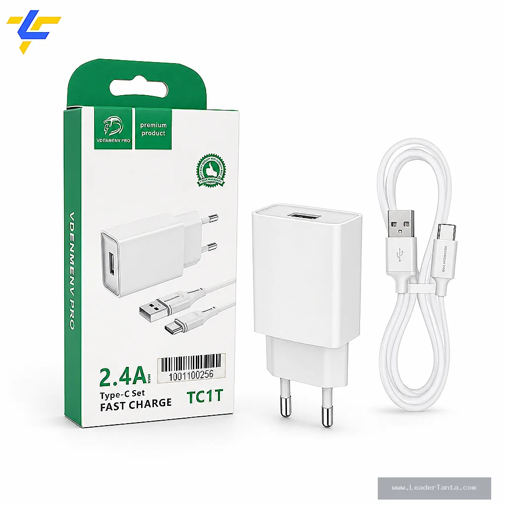 شاحن VDENMENV PRO TC1T تايب سي 2.4A مع كابل